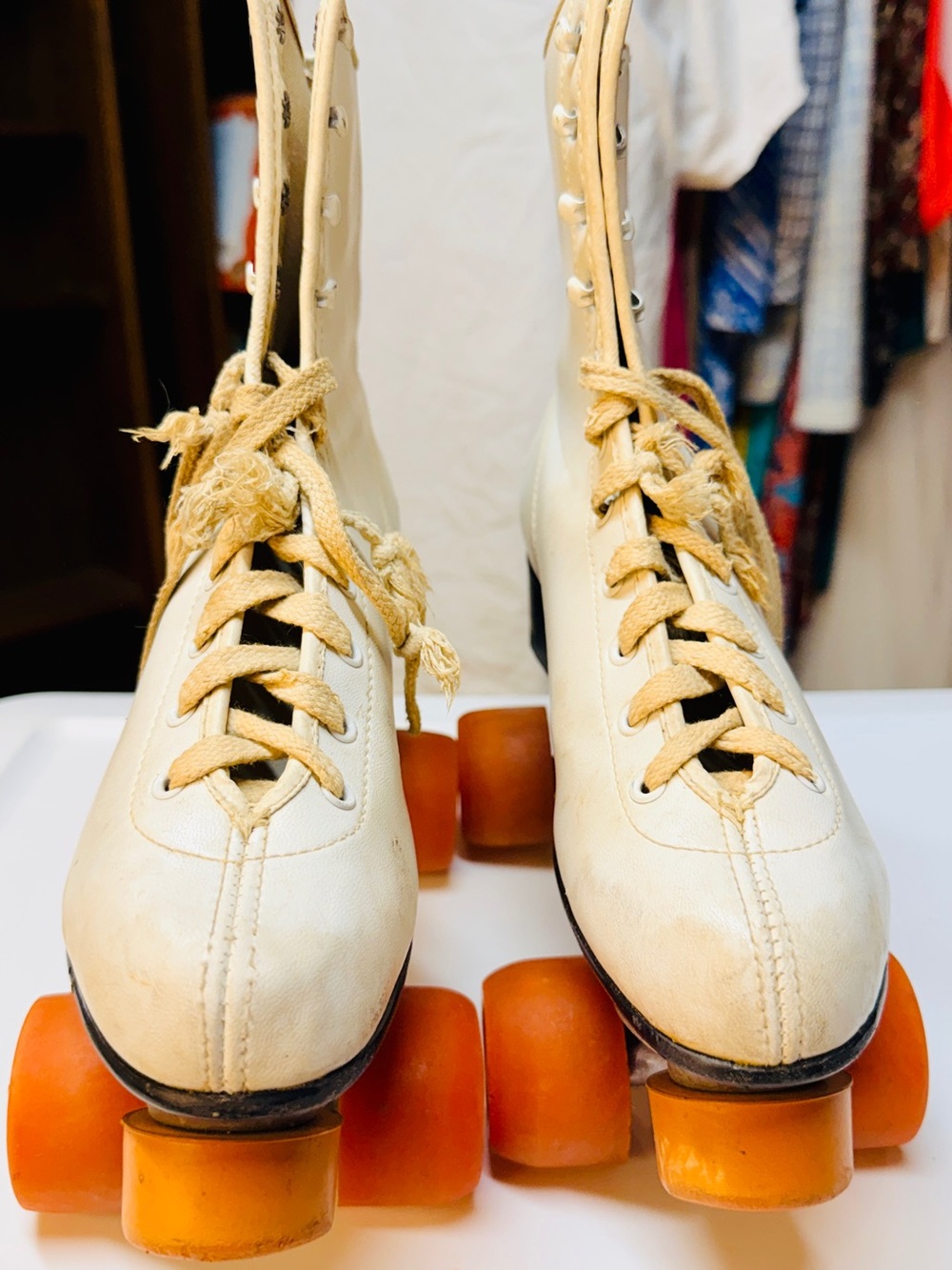 Vintage Roller Skate with Orange Roller Derby Urethane Wheels